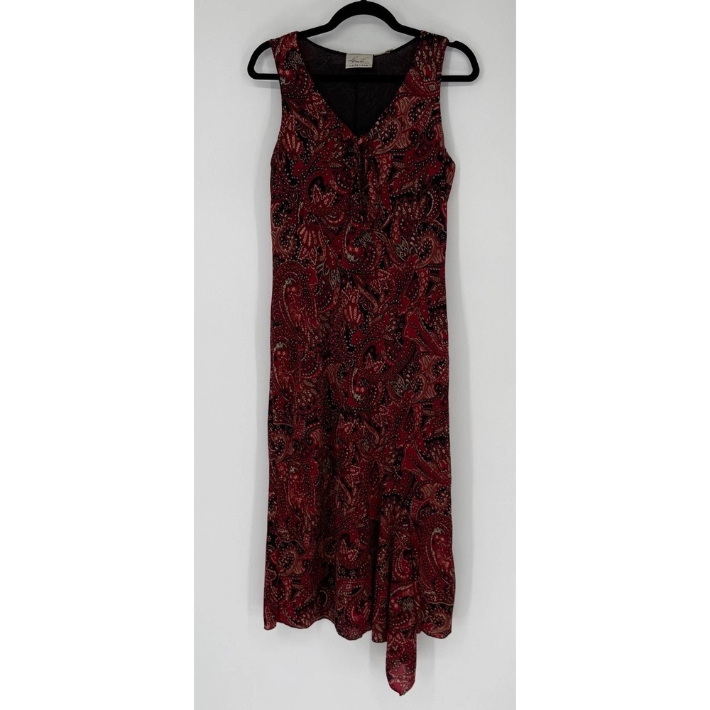 Vintage Y2K Kathie Lee Collection Dress‎ Small Black Red Paisley Dark Romantic